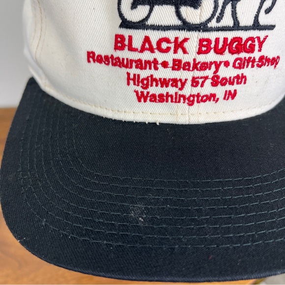 Black Buggy Hat Snapback Cap Mens Beige Restaurant Amish Buffet Indiana Bakery - Picture 5 of 14